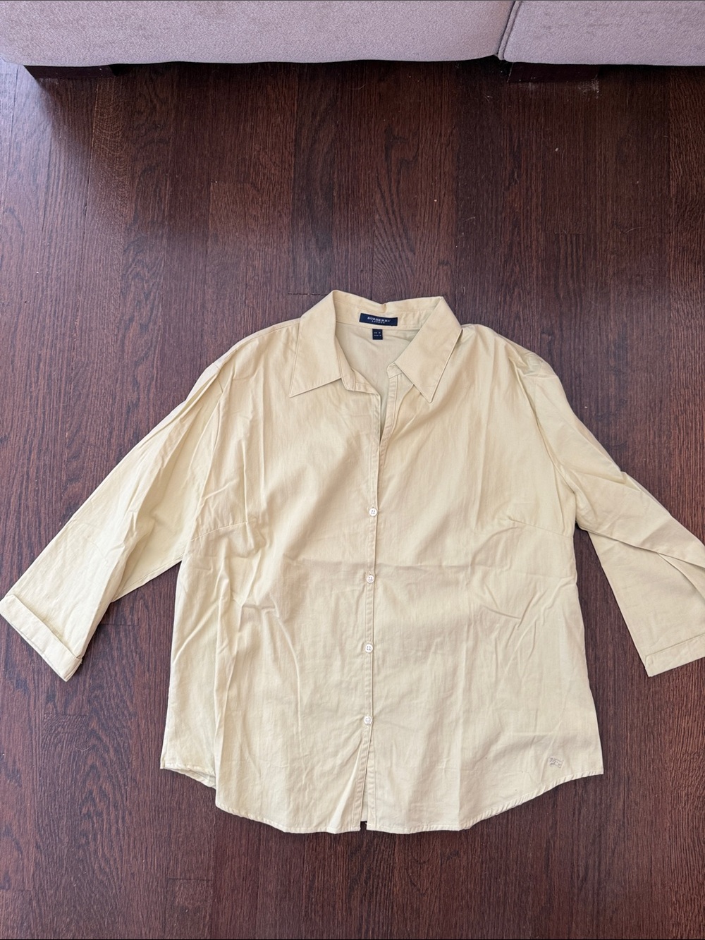 Burberry Lime Green Cotton Button-Up Blouse